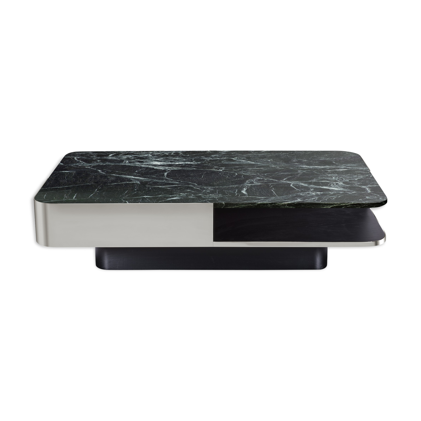 Coffee table lounge marble green stainless steel wide