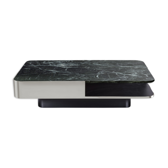 Coffee table lounge marble green stainless steel wide