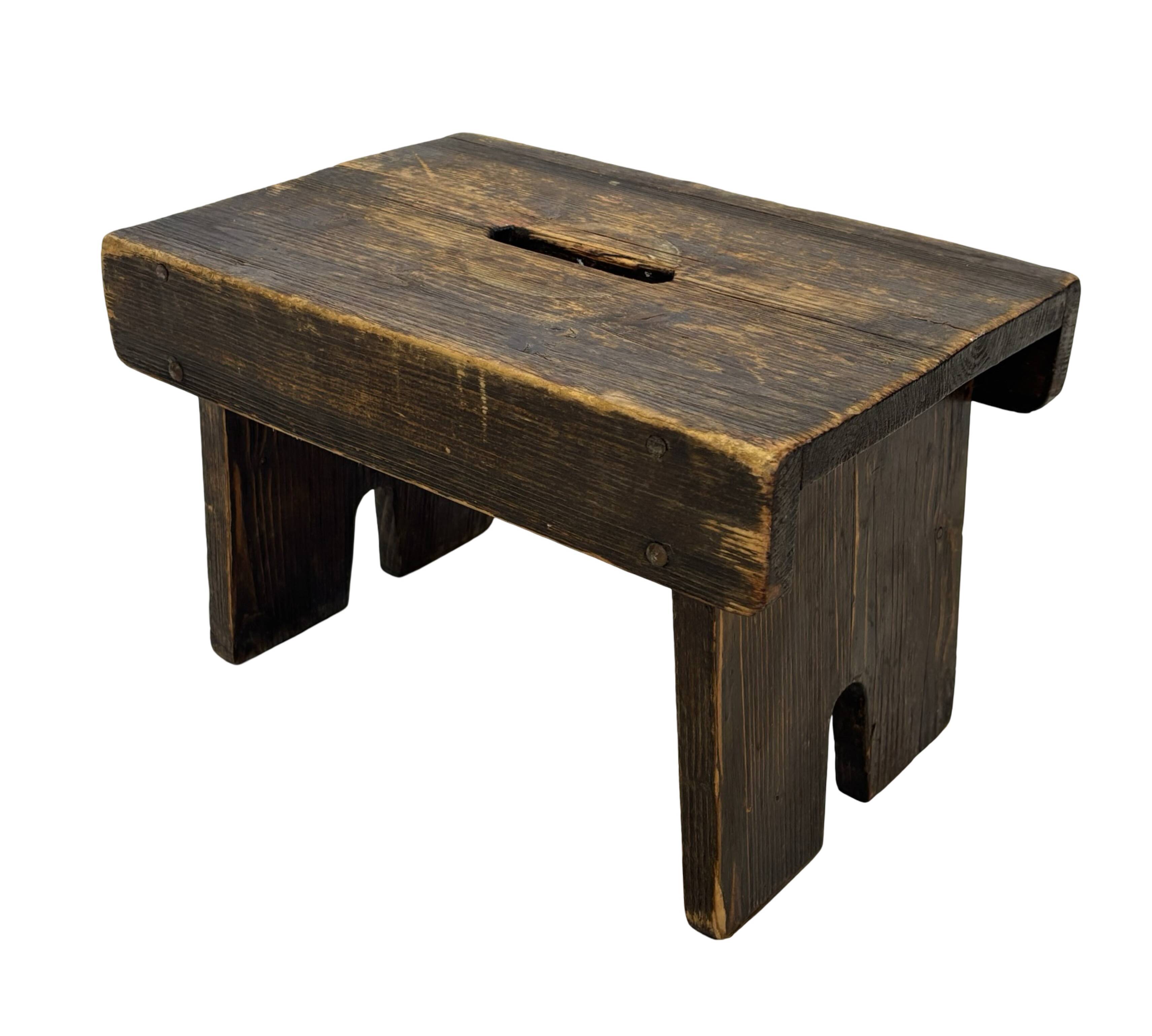 Antique stool footstool 1940s wooden plant table