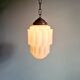 Art Deco pendant light, Skyscraper, white opaline, 1920s-30s