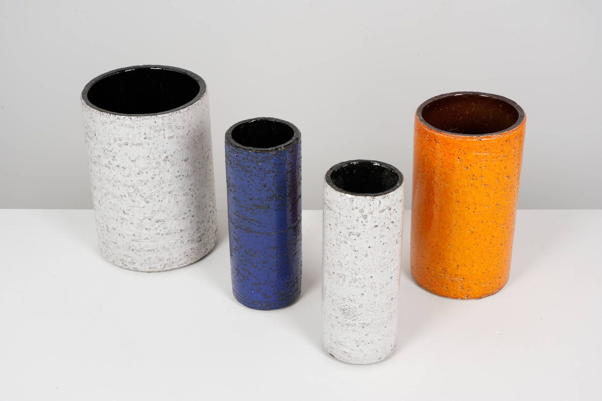 Set of rolled vases in chamotte clay from the 1960s.