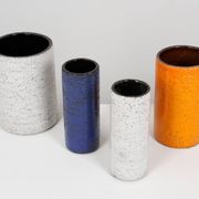 Set of rolled vases in chamotte clay from the 1960s.