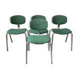 Set of 4 green chairs in Strafor steelcase fabric