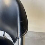 Set of four Italian black leather chairs, 1970