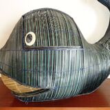 Vintage giant whale wicker storage box
