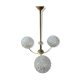 3-branched chandelier in brass and moulded glass
