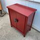 Red storage unit with 2 doors in solid wood, Chinese style, 1950