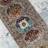 Vintage Caucasian Kazak Wool Runner Rug With Geometric Medallions – 84x300