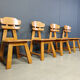 Vintage Dutch brutalist oak dining chairs, 1960s
