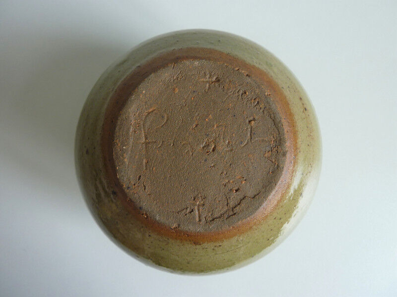 Vintage vase ceramic ball in green sandstone