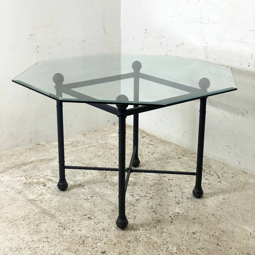 Iron and beveled octagonal glass dining room set
