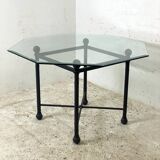 Iron and beveled octagonal glass dining room set