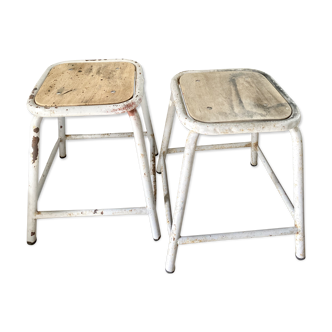 Pair of industrial workshop stools