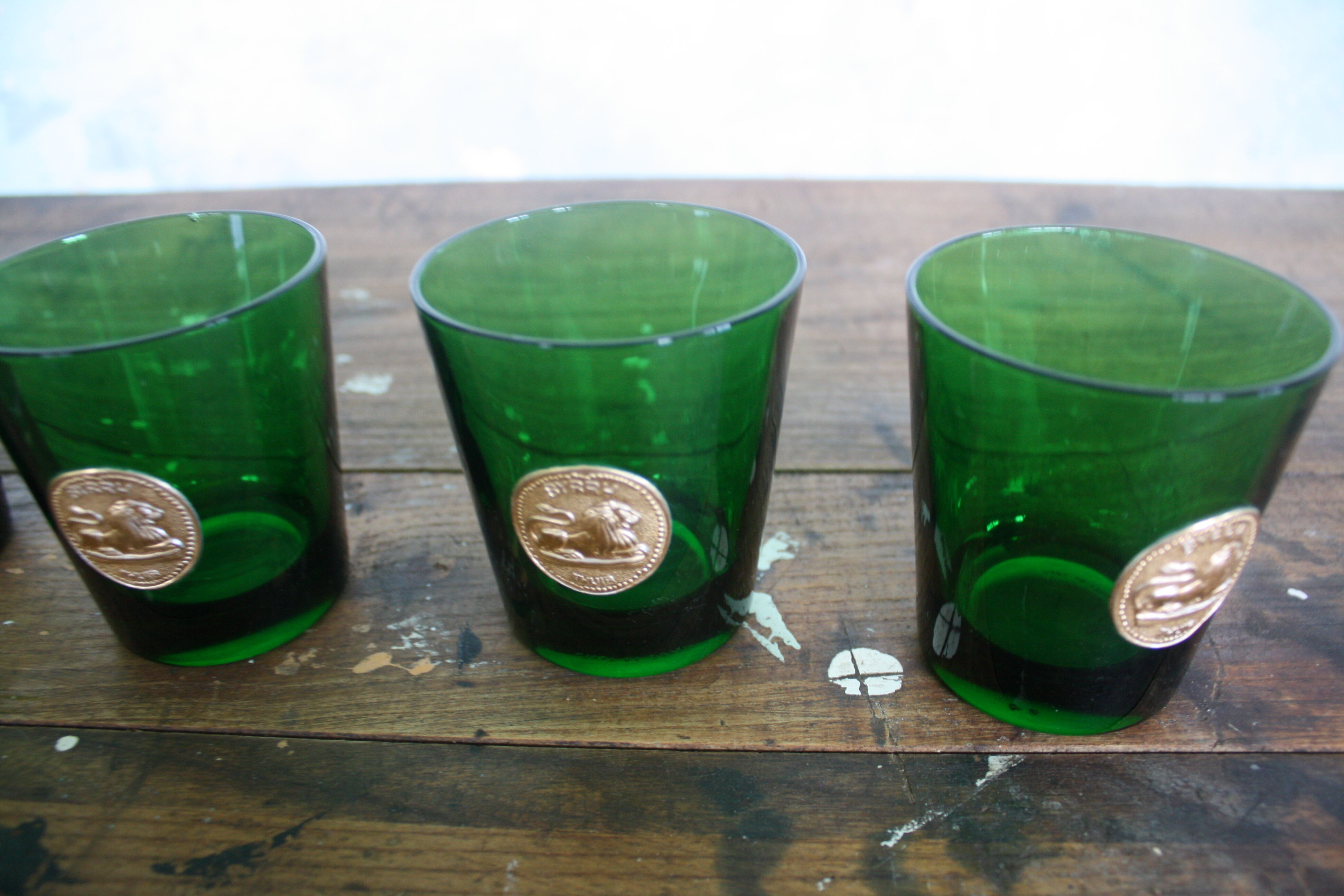 6 vintage Byrrh green lenses