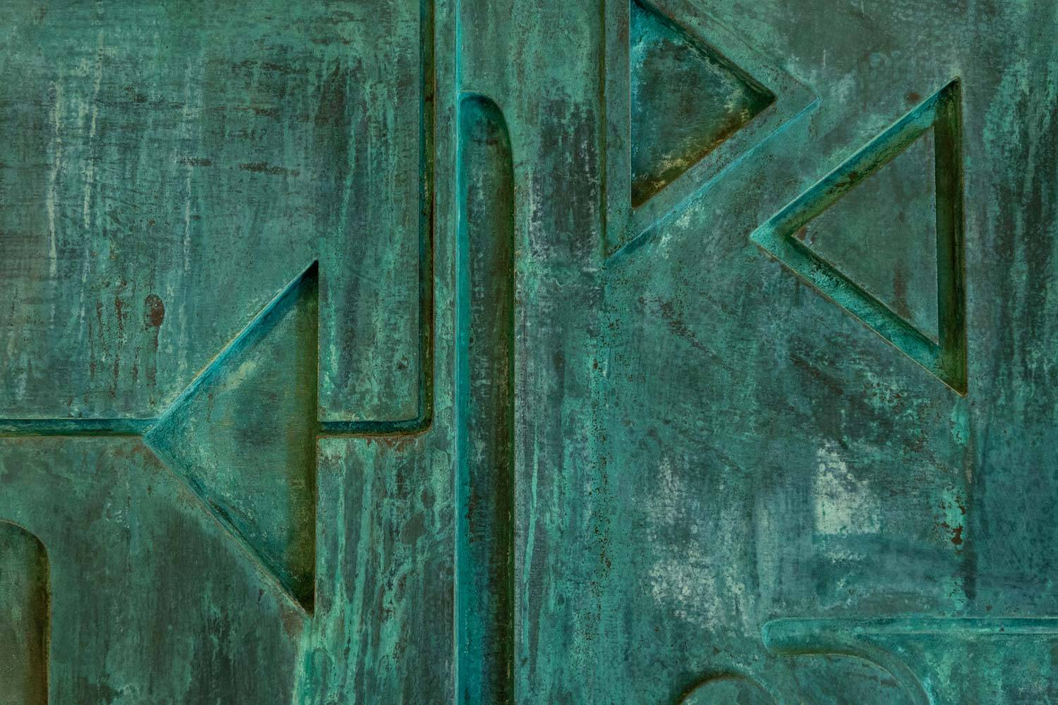 Victory of Segonzac. Sculpted and copper triptych panel. Contemporary.