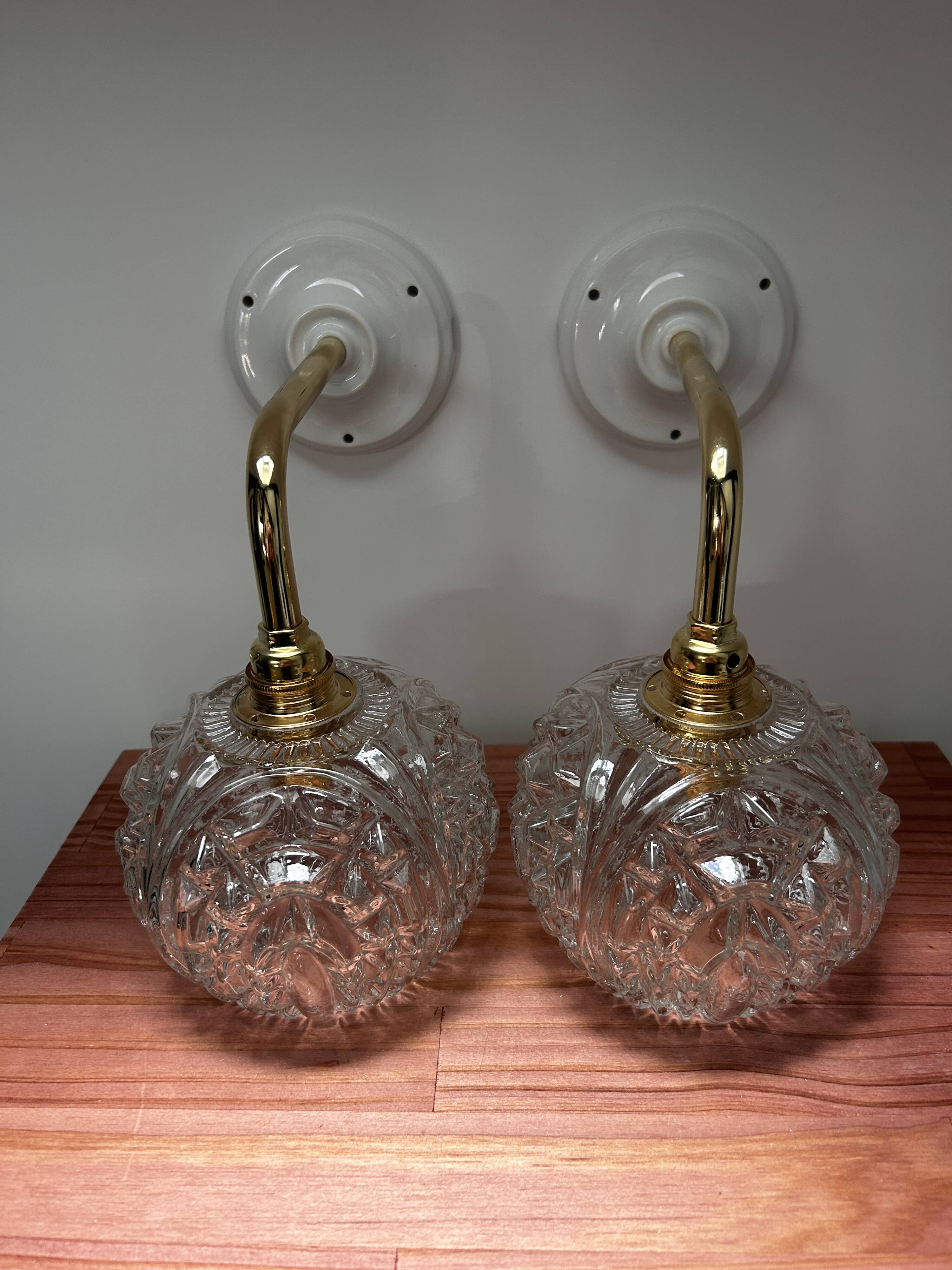 Pair of vintage globe wall lights
