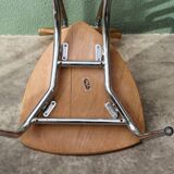 Set of two pairs of vintage 1970s chairs, in chrome metal and beech.