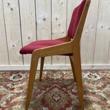 Suite de 6 chaises 1950 en hêtre massif