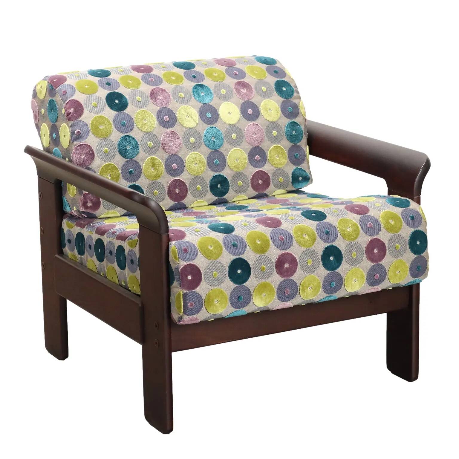Vintage armchair in beech and fabric, Italy, 1970s