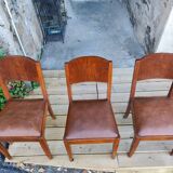 Set of 6 STELLA chairs, Art Deco, leather seat