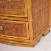 Rattan and brass chest of drawers