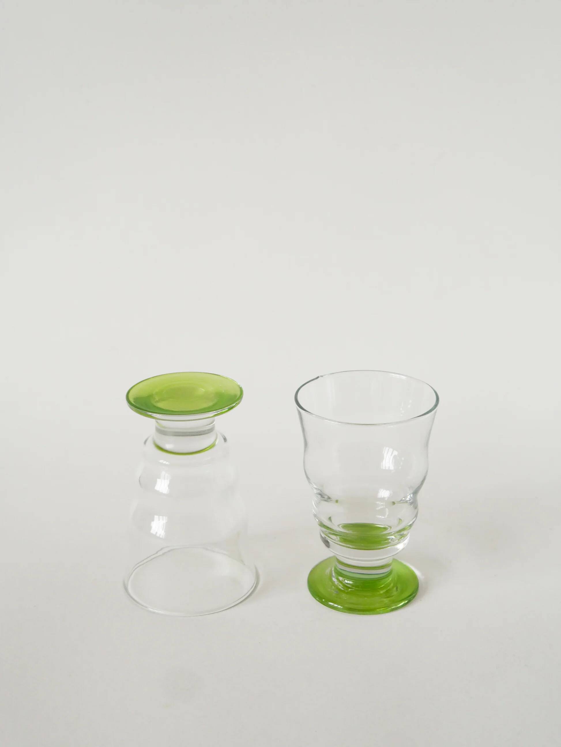 Duo de verres à vin, vert pomme, 1980