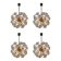 Unique set of four design Space Age dandelion / Sputnik chandeliers, 1970s