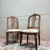 Pair of Louis XVI Period Walnut Chairs, 18th Century