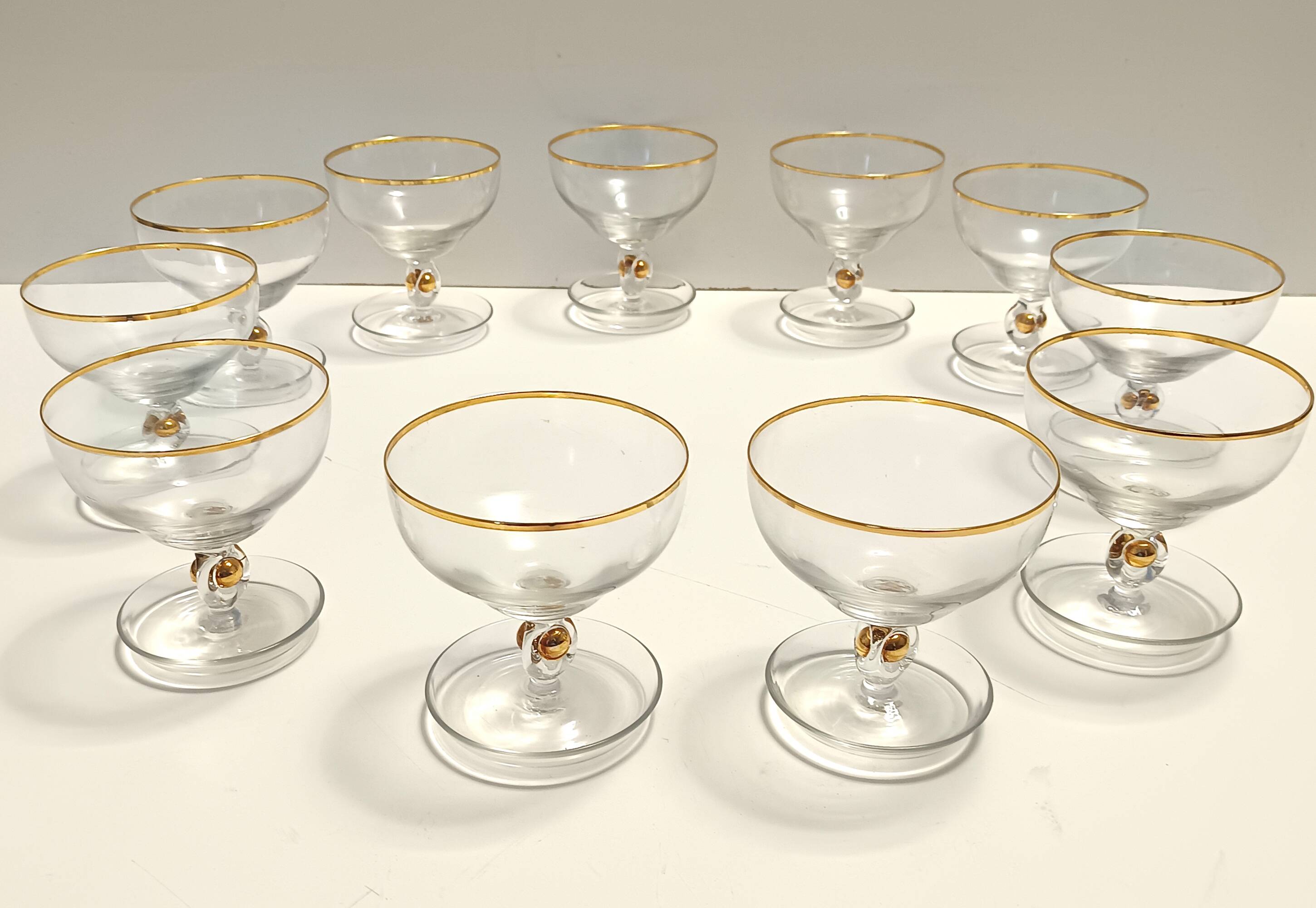 Set of Eleven Bohemian Crystal Dessert Bowls by Jozef Stanik