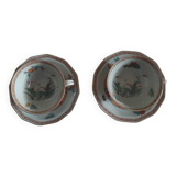 Tasses à thé porcelaine de Limoges Bernardaud celadon 1920