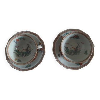 Tasses à thé porcelaine de Limoges Bernardaud celadon 1920