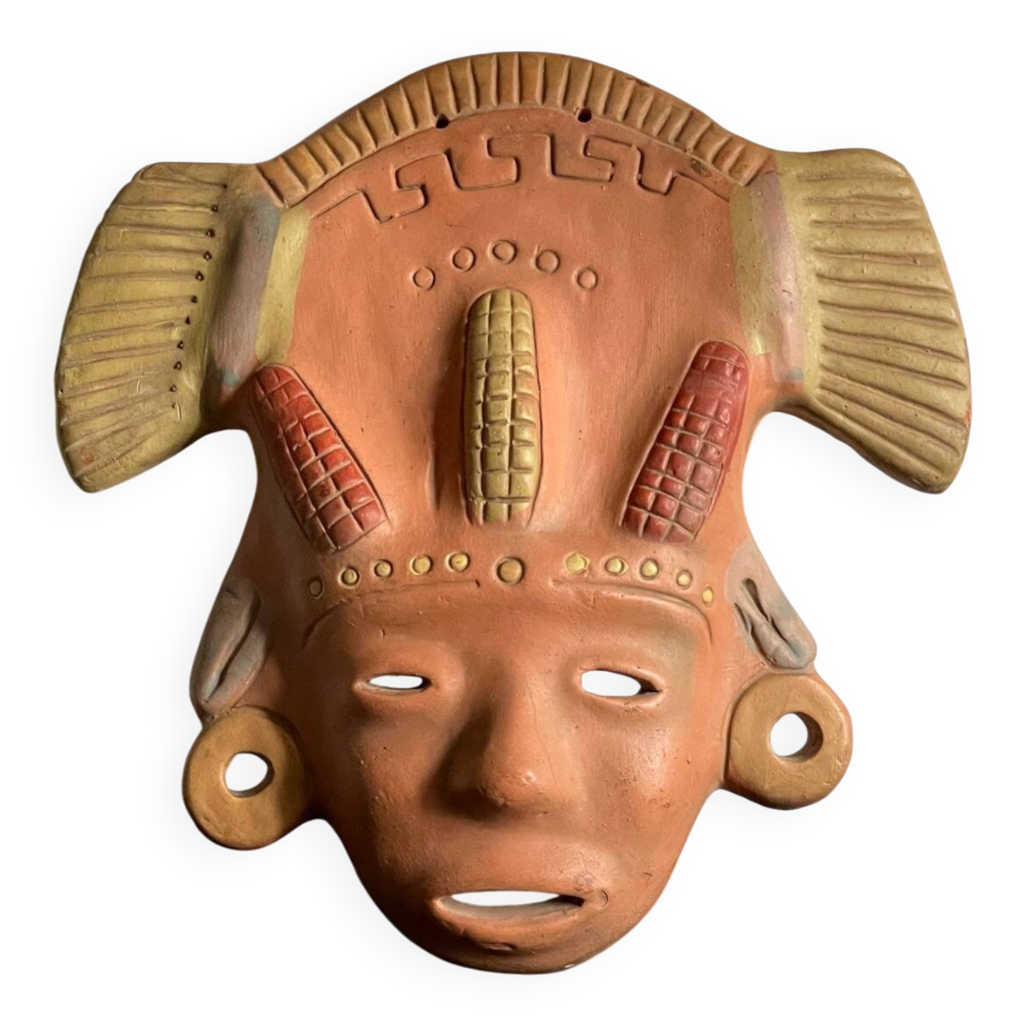 Masque terre cuite reproduction vintage mexique