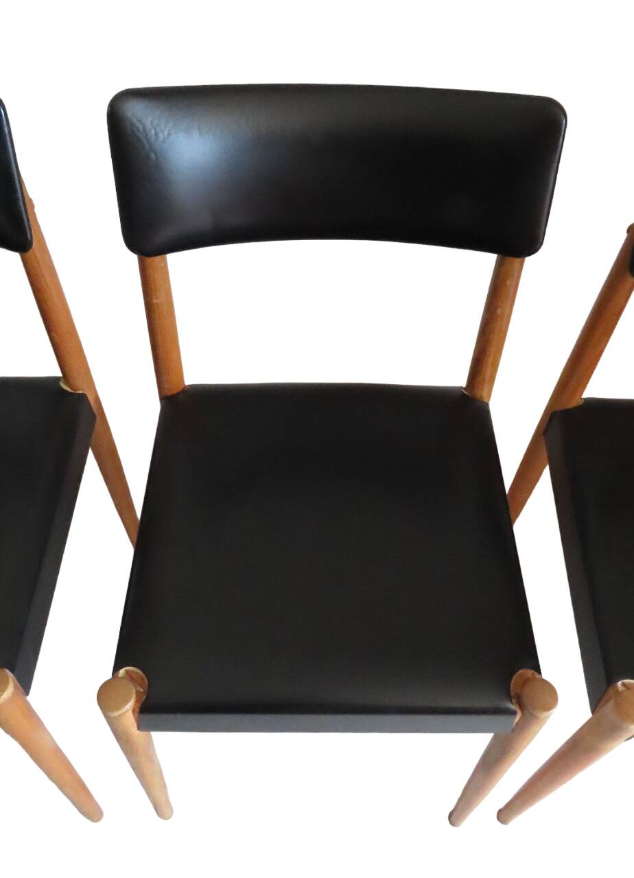 4 Chaises Scandinave Noires Années 50/60 Vintage