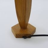 Sculptural lamp in carved oak wood, 70s 80s