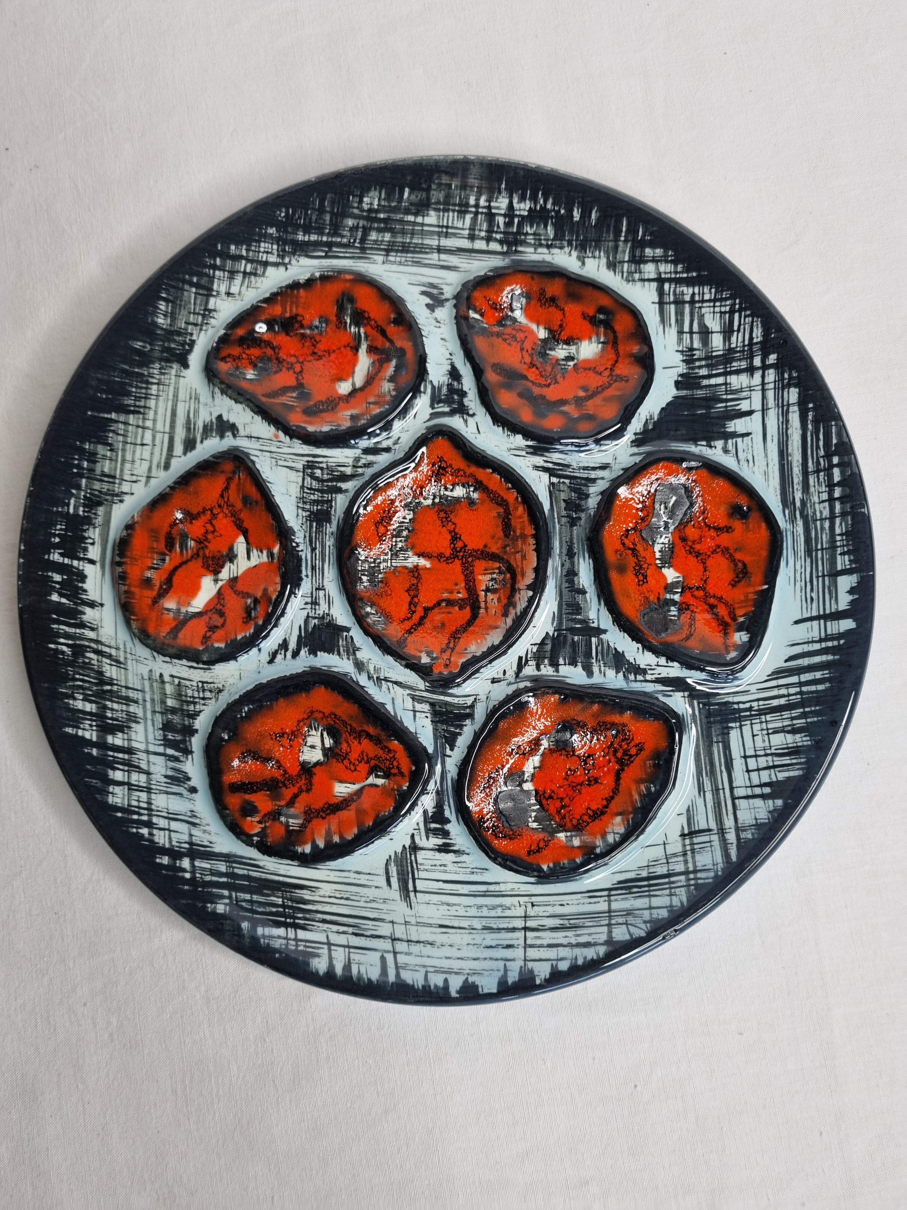 Set of six plates, oyster set, Pornic, 25 cm