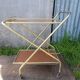 Ancient Dessert Table On Roulettes Golden Metal - Formica 70s Vintage