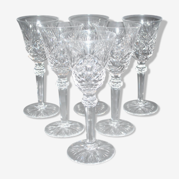 Série de 6 verres à vin en cristal taillé diamant Lemberg ou Saint-Louis 18cm