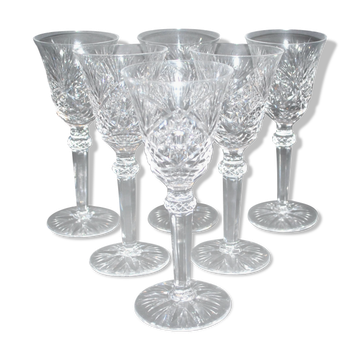 Series of 6 wine glasses in diamond cut crystal Lemberg or Saint-Louis 18cm