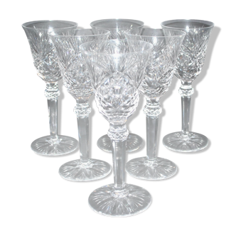 Série de 6 verres à vin en cristal taillé diamant Lemberg ou Saint-Louis 18cm