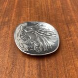 Vintage Canadian metal bowl with beaver decoration by Hoselton.