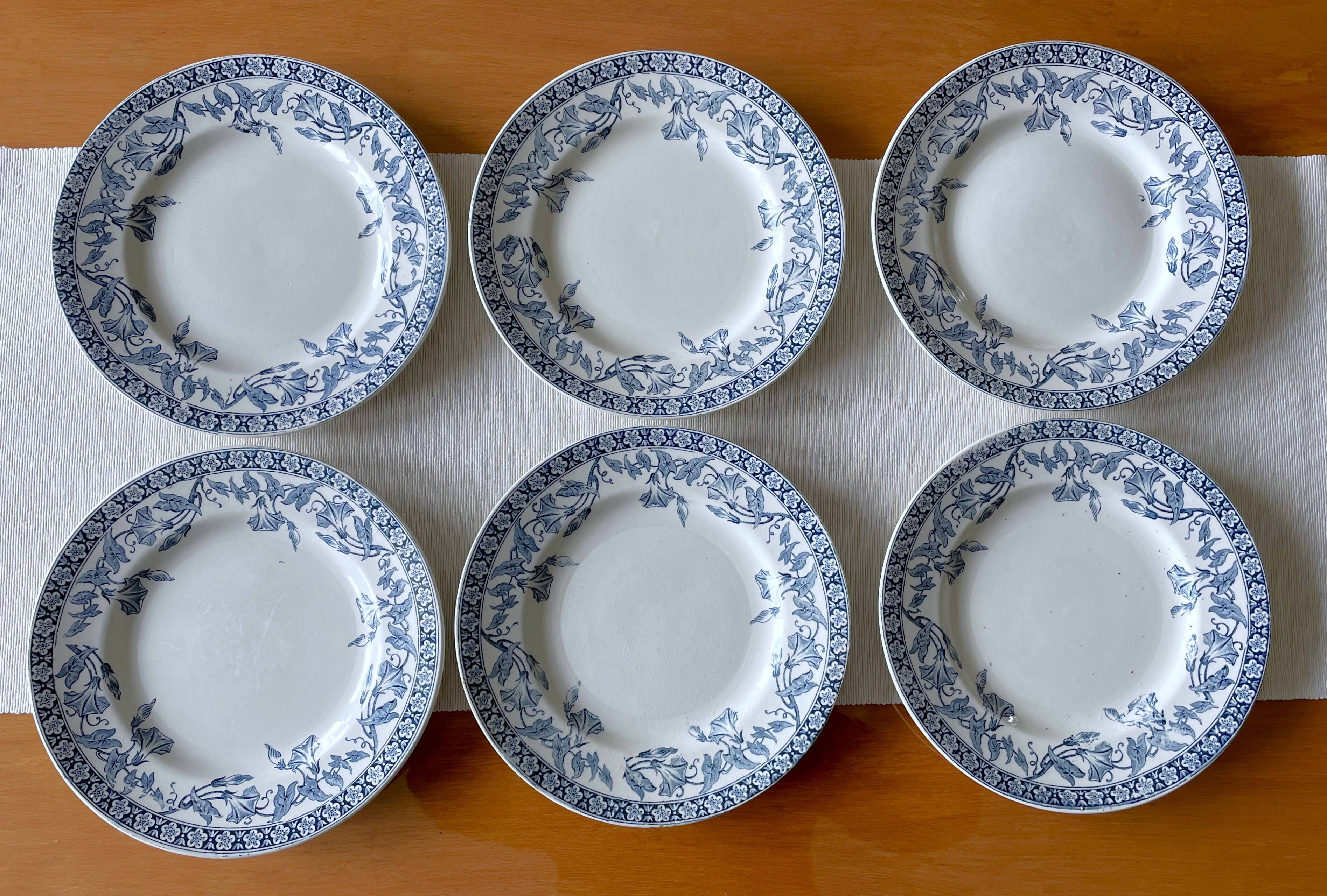 6 antique flat plates in Saint-Amand earthenware (Nord)
