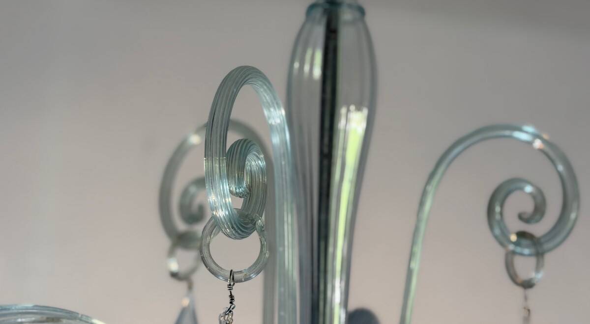 Venetian lustre in grey-blue Murano glass, circa 1930.