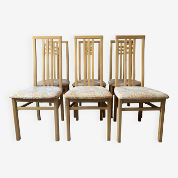 Magnificent set of 6 Italian high back dining chairs from the 20th century