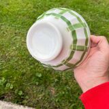 Old large Digoin Sarreguemines earthenware bowl, bamboo model