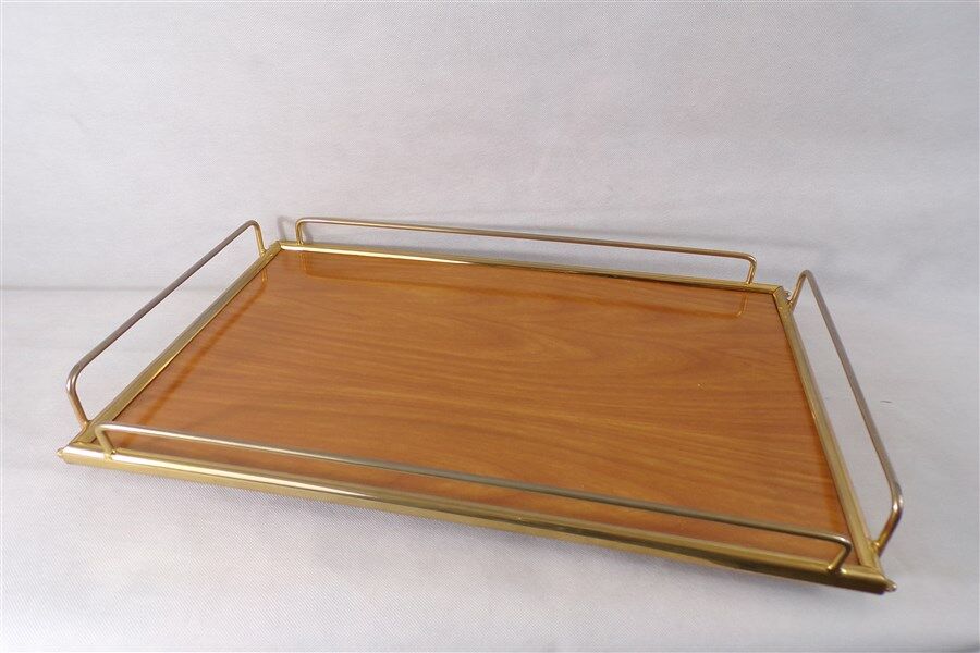 PLATEAU SERVITEUR VINTAGE sur support métal doré avec compartiments verre EUR 10,00 - FR
