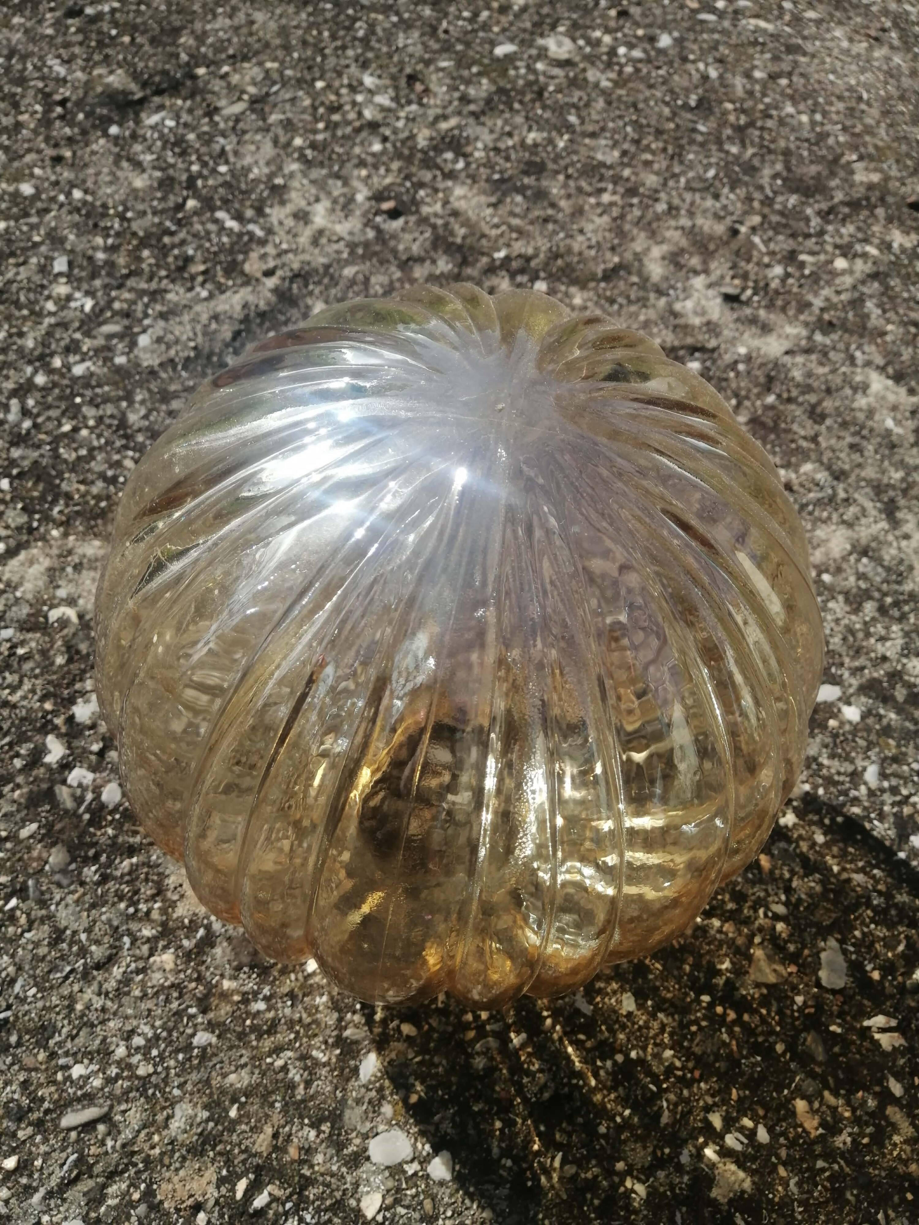 Antique amber glass globe for lighting, lamp, pendant, vintage portable light.