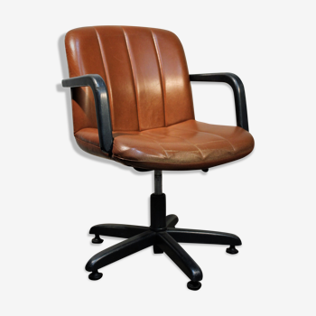 Office Chair leather & wood 1960