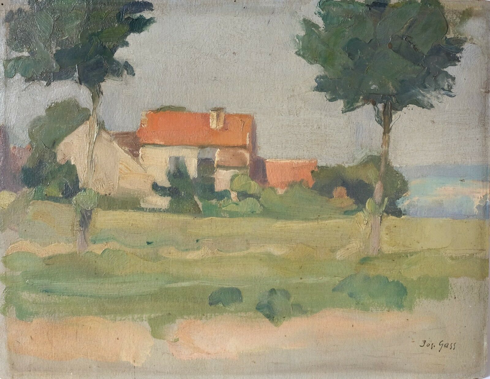 Painting by Jos Gass (XX) - provencal landscape oil on cardboard