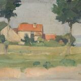 Painting by Jos Gass (XX) - provencal landscape oil on cardboard