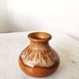 Vase vintage en céramique brune : décoration bohème yougoslave des années 1970